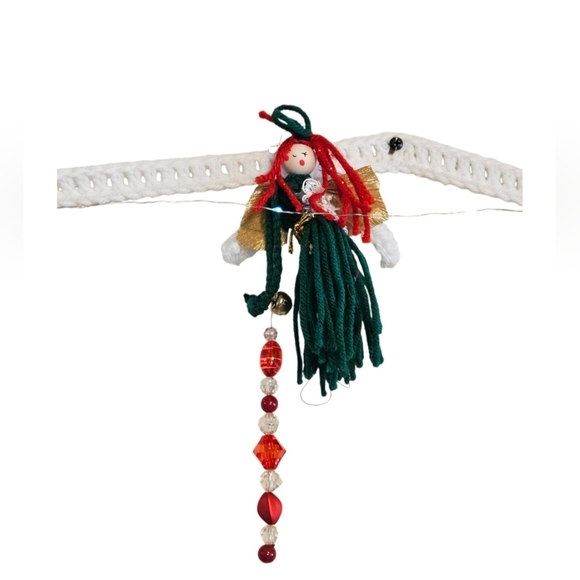 Hand Crafted Holiday Garland Crochet Angel Christmas Ornamets handmade lights up - Picture 9 of 17